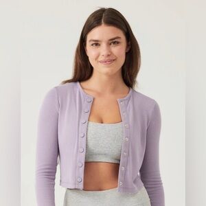 NOT FOR SALE Outdoor Voices Cozy Rib Cropped Cardigan Earl Grey